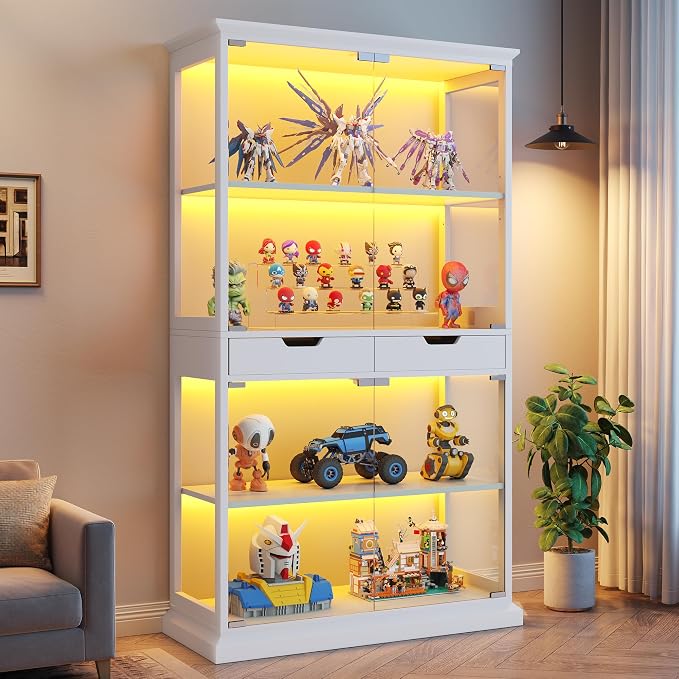 Jocoevol Display Cabinet with Glass Doors, 4-Tier Glass Display Case with Human - Image 9
