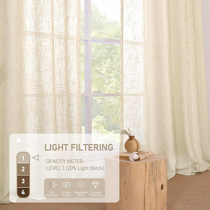 LAMIT Linen Curtains 63 inches Long - Image 3