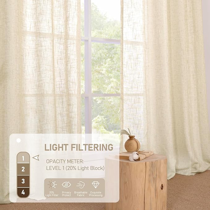 LAMIT Linen Curtains 63 inch Long - Image 3