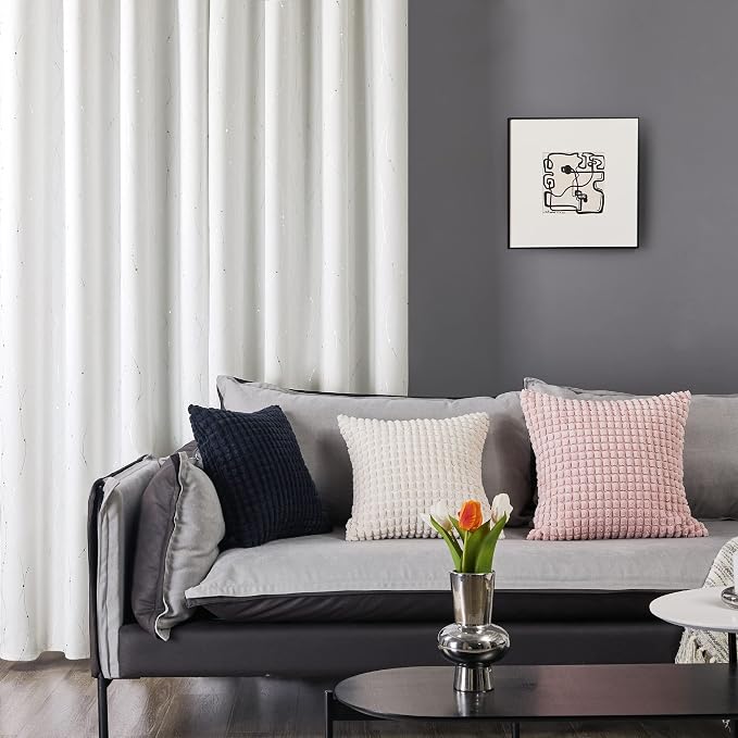 Deconovo White Curtains, Room Darkening Curtain, Thermal Insulated Noise - Image 3