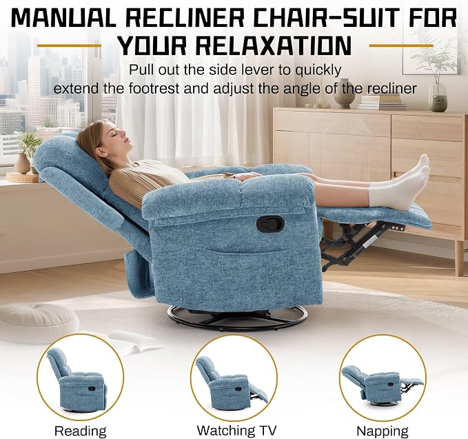 Korser Recliner Chair, Swivel Rocker Recliner Chair - Image 4