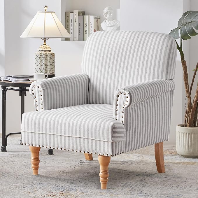 HUIMO Linen Fabric Accent Chair, Mid-Century Modern Armchair by HUIMO