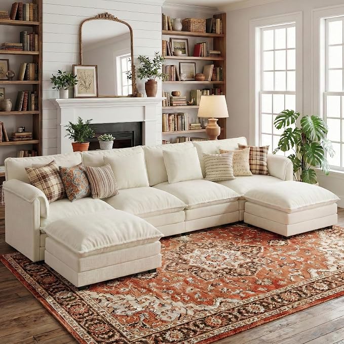 ELUCHANG 150'' Modular Sectional Cloud Couch, Modern Comfy Chenille U Shaped by ELUCHANG
