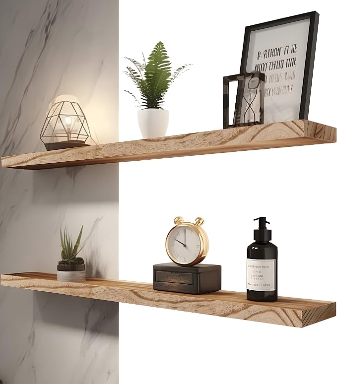 YYWUOJJ Wood Floating Shelves for Wall, Rustic Wall Shelves for Bedroom - Image 5