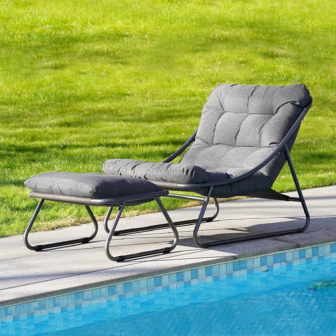 Grand patio Outdoor Chair with Ottoman, Comfy Lounge Chair with Puffy Cushion - Image 8