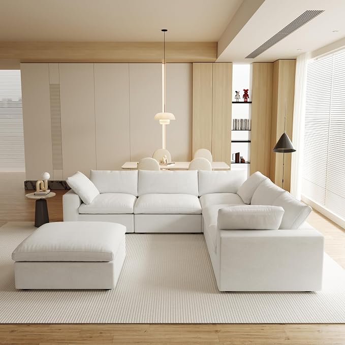 JACH V Shape Cloud Couches for Living Room, Modular Convertible Sectional Sofa by JACH