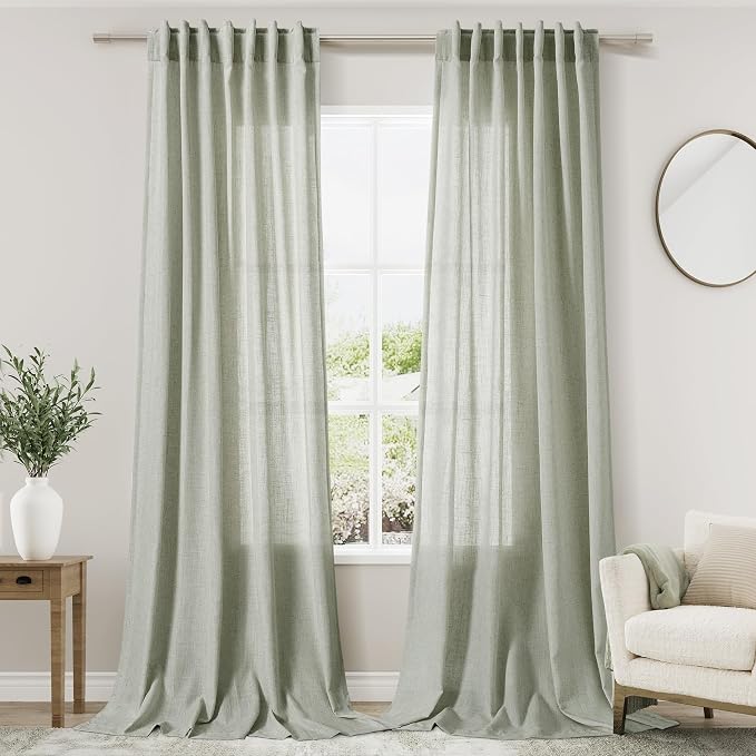 Nanspring Sage Green Curtains 144 Inches Long 2 Panels by Nanspring