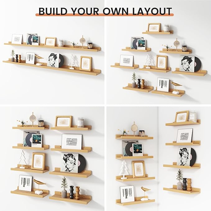 Floating Picture Ledge Shelves Set of 8, 16 Inch Shelves - Image 6