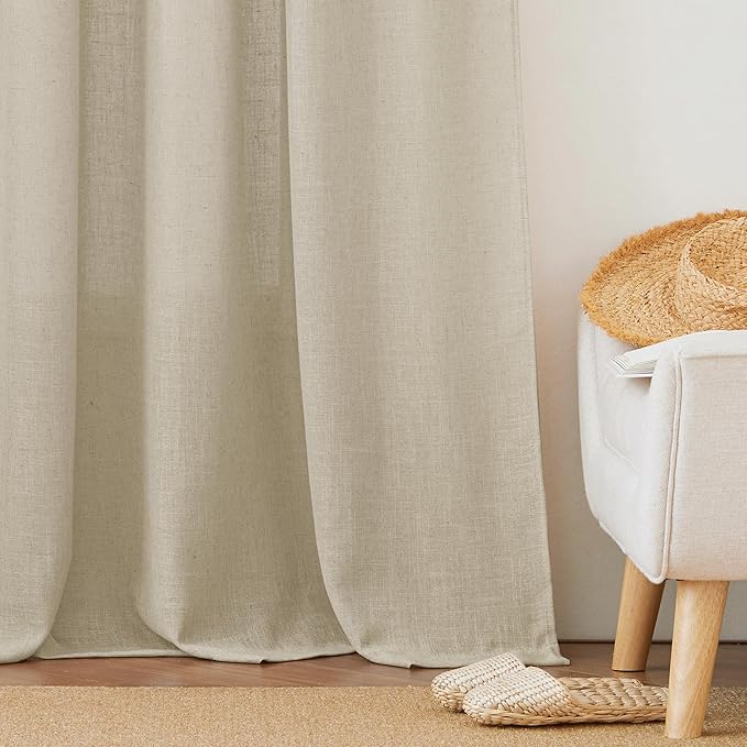 RYB HOME Linen Look Sheer Curtains 70 inch Wide, Privacy Light Filtering Panels - Image 6