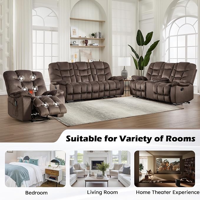 HAOMARKETS 3 Pieces Recliner Sofa Furniture Set, Include Power Recliner Chair - Image 8