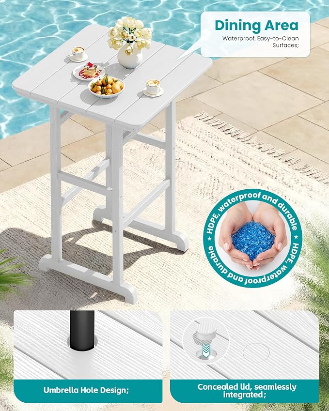 SERWALL 5 Pieces Adirondack Bar Chairs Set, HDPE Adirondack Barstools Chairs - Image 2