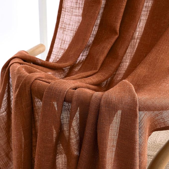 MIULEE Burnt Orange Linen Curtains 108 Inches Long - Image 6
