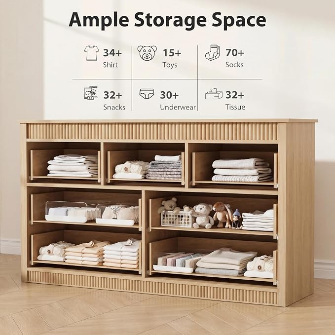 GarveeHome 7 Drawer Dresser for Bedroom, Modern Long Storage Dresser Organizer - Image 3