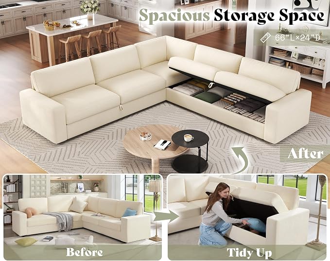 AMERLIFE 106" Oversized Sofa Bed, Sectional Sleeper Sofa - Image 5