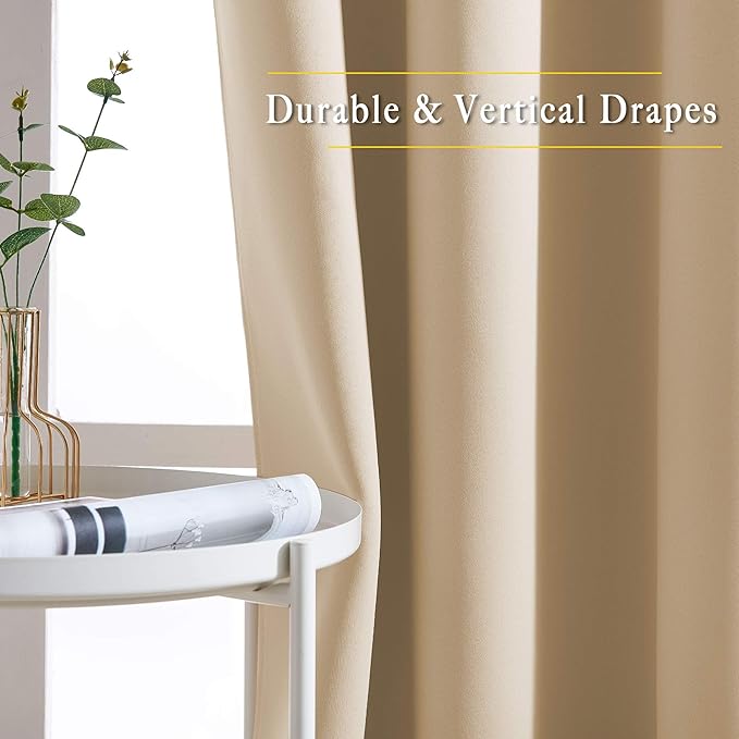 NICETOWN Blackout Biscotti Beige Curtains 84 inches Long, Thermal Insulated - Image 6