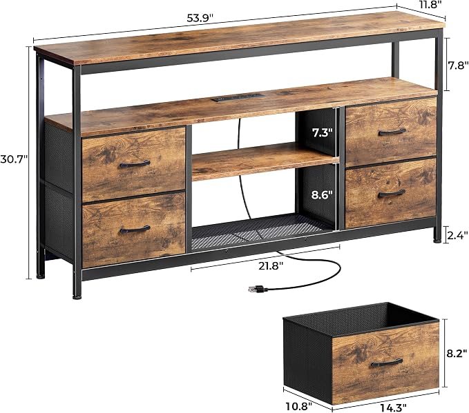 Huuger TV Stand Dresser with Power Outlets and LED Lights, 4 Drawers - Image 7