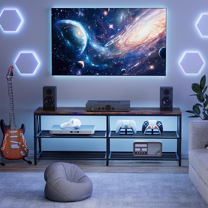 55 inch TV Stand with 3-Tier Open Shelf, Entertainment Center with Power - Image 8