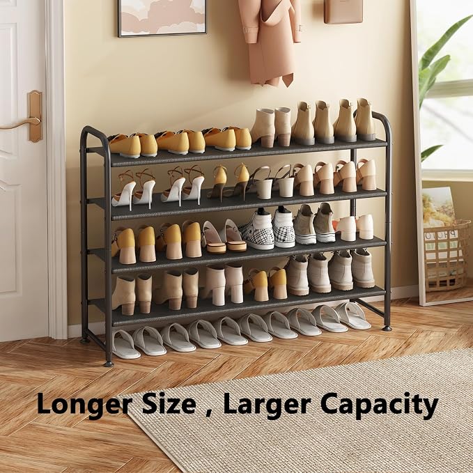 INGIORDAR Shoe Rack 4 Tier Long Storage Organizer Wide Metal Shoe Shelf - Image 4