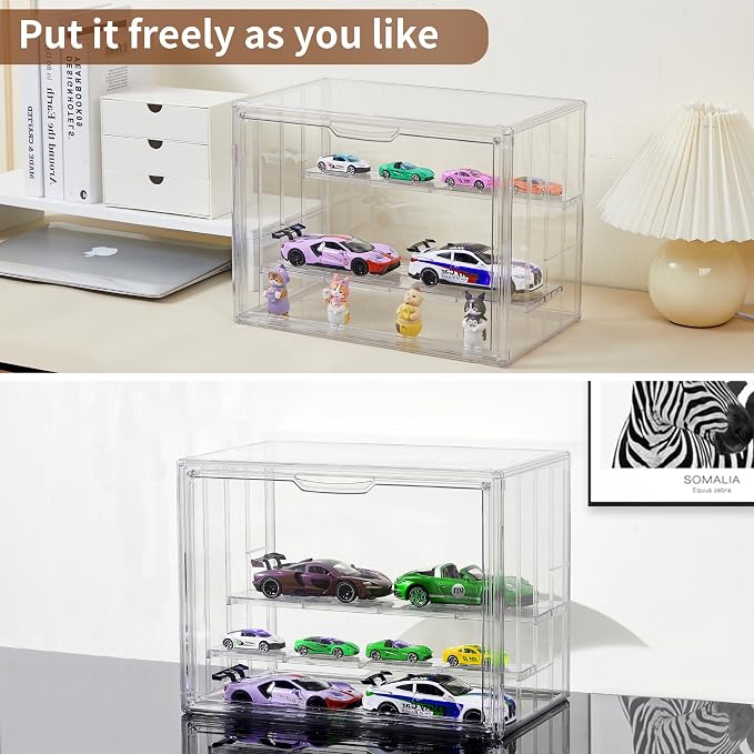 3 Pack Display Case for Collectibles 4 Layer Updated Adjustable Acrylic Display - Image 3