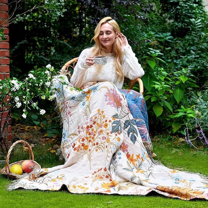 LUTBM Boho Throw Blanket for Bed Cotton Summer Blankets Twin Size for Bedroom - Image 5