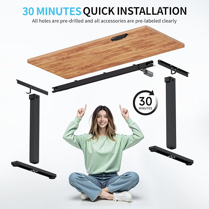 BIZUM Electric Standing Desk, 55x24 inches Height Adjustable Desk, Sit to Stand - Image 8