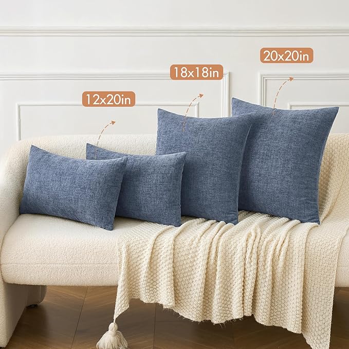 MIULEE Pack of 2 Couch Throw Pillow Covers 18x18 Inch Soft Dark Grey Blue - Image 4