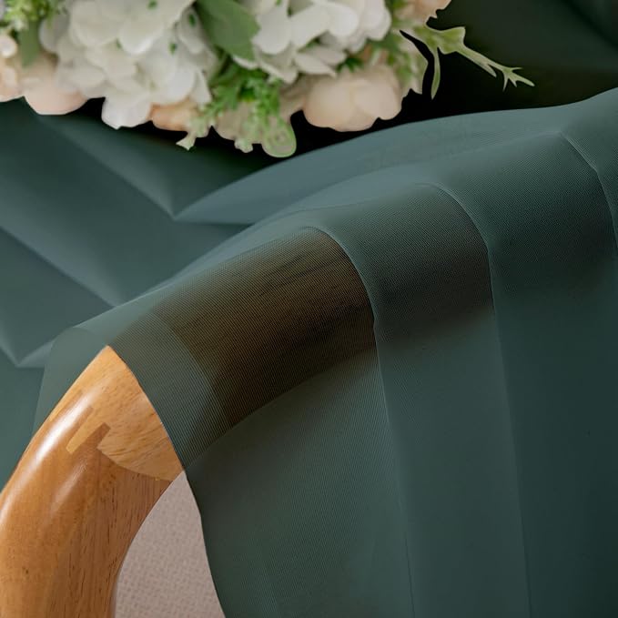 Chyhomenyc Sheer Hunter Green Kitchen Tier Curtains 24 Inch Length Set - Image 9