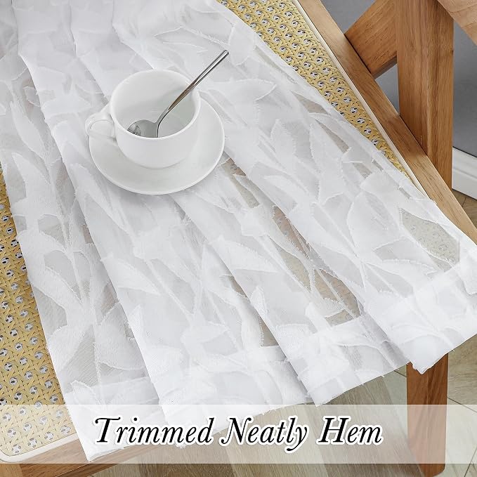 Lecloud Leia White Sheer Curtains 90 Inches Long 2 Panels, Airy Voile Jacquard - Image 9