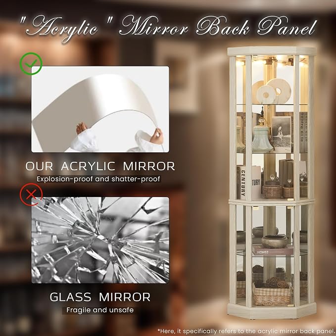 Corner Curio Cabinet, Light Bulb Inclued, Wine Bar China Cabinet - Image 3