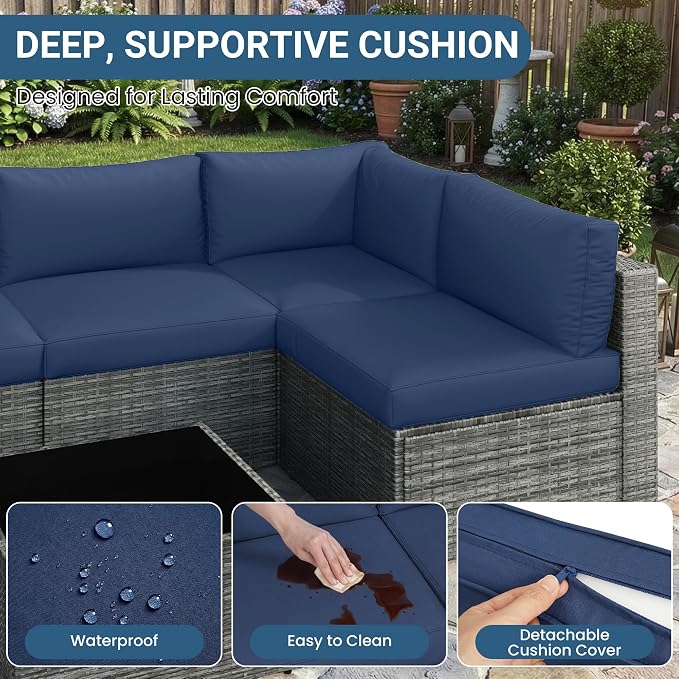 Wisteria Lane 7 Pieces Outdoor Patio Furniture Set, Wicker Outdoor Patio - Image 5