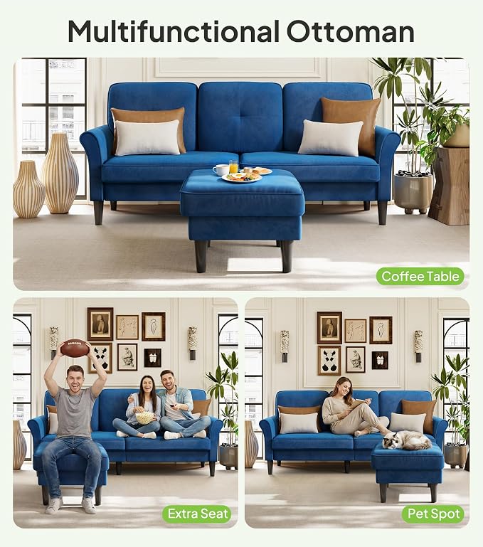 Welzona Sofas for Living Room, Midcentury Modern Small Sectional Couch - Image 9