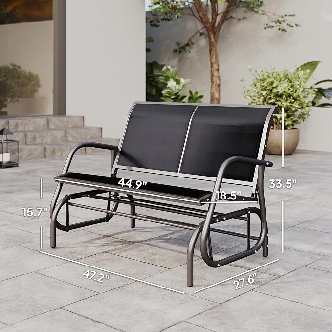Outsunny 2-Person Outdoor Glider Bench, Patio Double Swing Rocking Chair - Image 3