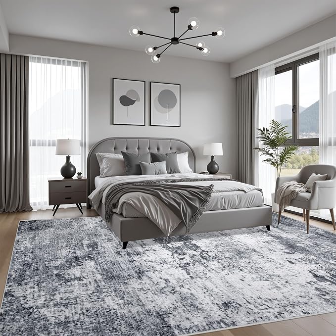 8x10 Area Rug Living Room Rug: Washable Modern Abstract Soft Thin Rug Indoor - Image 4