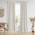 Guken 102 Inches Extra Long Boho 100% Blackout Linen Curtains 2 Panels Set by Guken