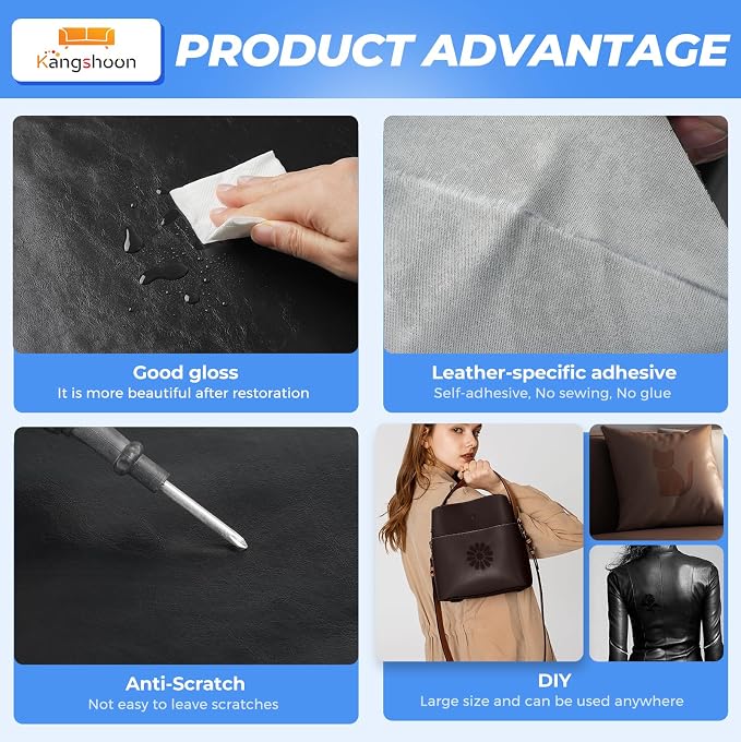 Kangshoon Leather Repair Patches, 3.5X79 Inch Self-Adhesive Leather Repair Tape - Image 3