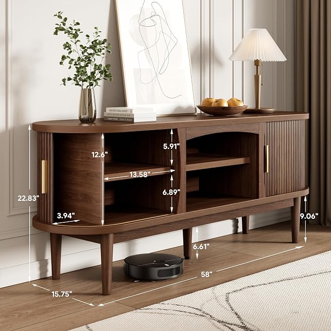 Decofy Mid Century TV Stand for TVs up to 65 Inches, Entertainment Center - Image 2
