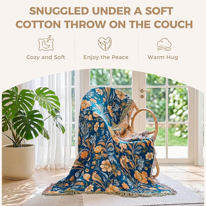 LUTBM Boho Throw Blanket for Bed Cotton Summer Blankets Twin Size for Bedroom - Image 5