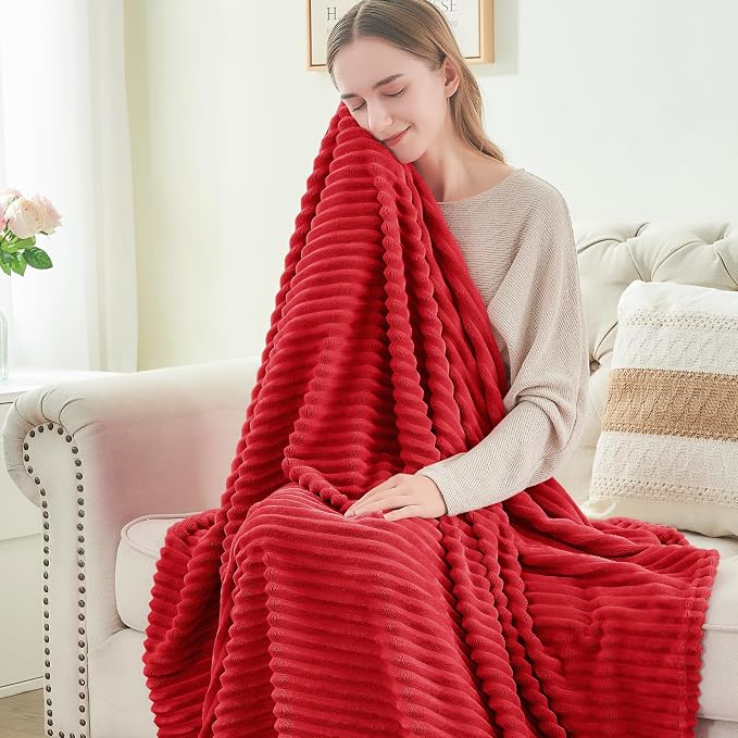 BEDELITE Fleece Blanket Twin Size – 3D Ribbed Jacquard Soft and Warm Decorative - Image 4