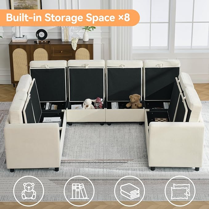 104'' U Shaped Modular Sofa, Sectional Couches - Image 3