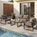 Modern Patio Furniture Set, 4 Pieces Outdoor Conversation Set by Unknown
