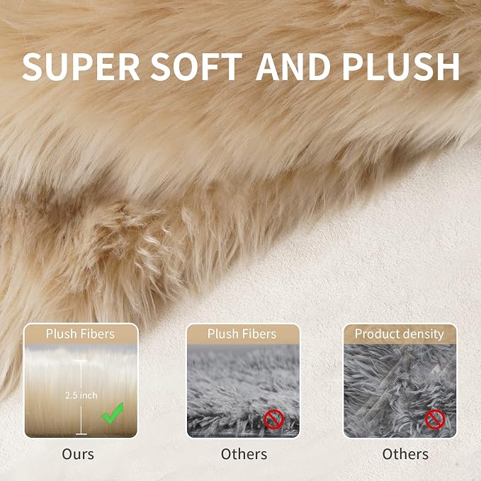Small Faux Fur Sheepskin Rug 2x4 ft Ultra Soft Chair Sofa Cover Seat Pad - Image 7