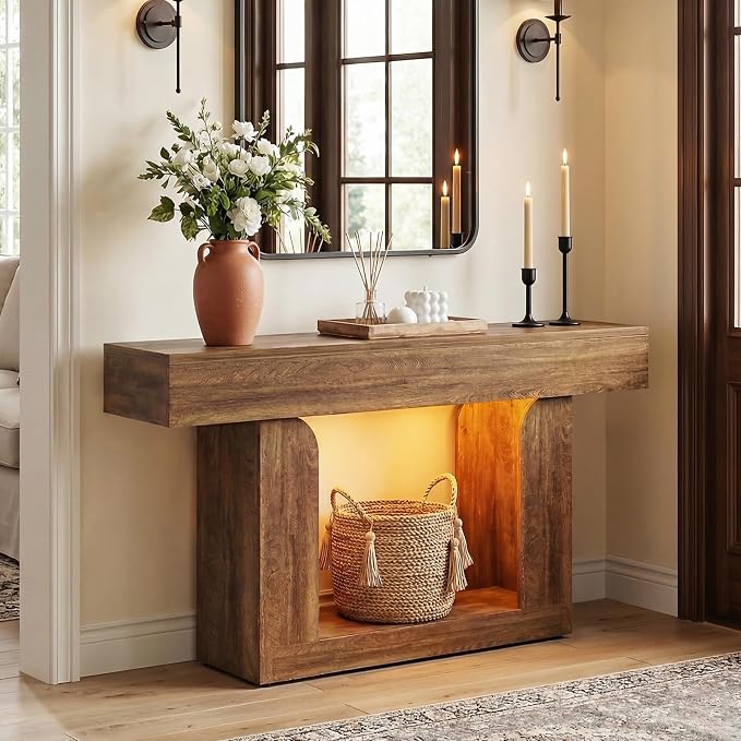 Homieasy Console Table, Farmhouse Wooden Sofa Table Behind Couch, Narrow - Image 3