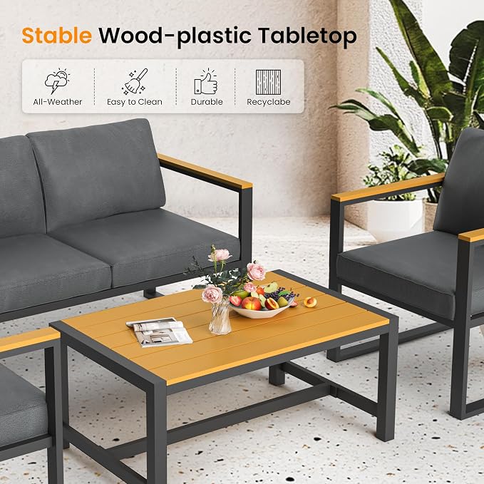 Pamapic 6 Pieces Outdoor Patio Furniture Set, Modern Metal Balcony Furniture - Image 5