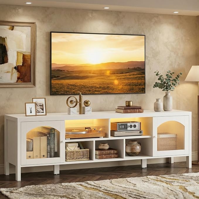 IRONCK TV Stand for 75 Inch TV, Modern Media TV Console by IRONCK