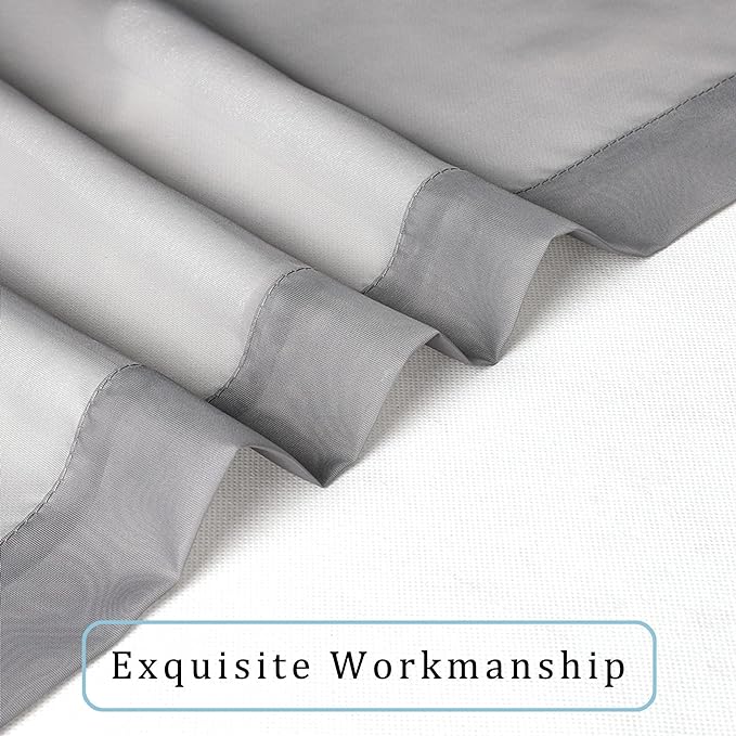 OWENIE Grey Sheer Curtains, Sheer Curtains 84 inches Long 2 Panels Set - Image 6