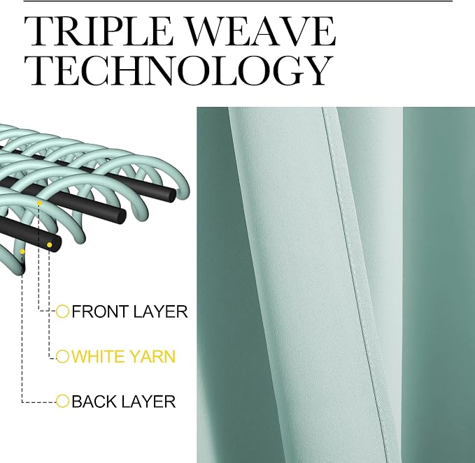 NICETOWN Blackout Curtains for Bedroom, Aqua Blue, 1 Pair, 42 by 45-inch - Image 3