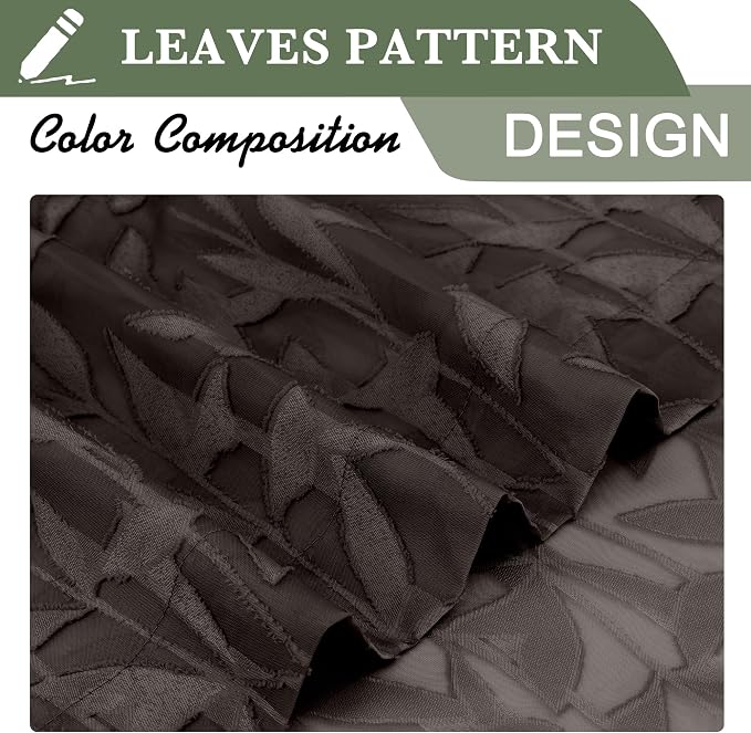 Lecloud Leia Chocolate Brown Sheer Kitchen Curtains 24 Inch Length 2 Pcs - Image 7