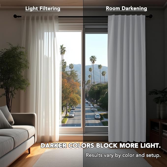 Deconovo Pure White Curtains for Living Room, Back Tab and Rod Pocket Curtain - Image 3