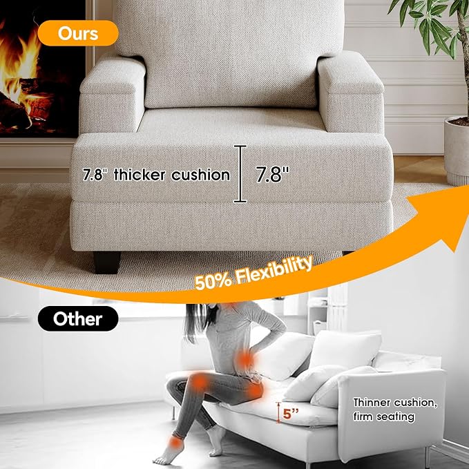 Rexulqo Oversized Accent Chair Set of 2, Upholstered Armchair - Image 5