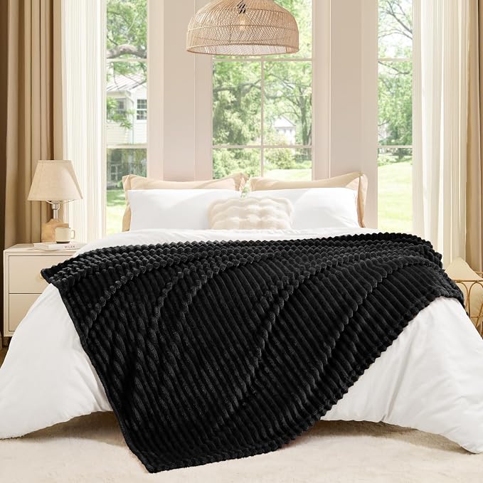 BEDELITE Fleece Blanket Twin Size – 3D Ribbed Jacquard Soft and Warm Decorative - Image 6